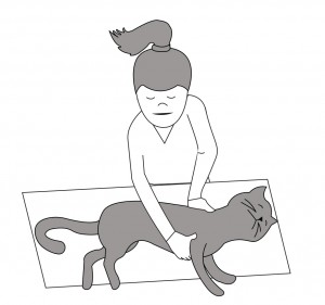 girl giving cat CPR